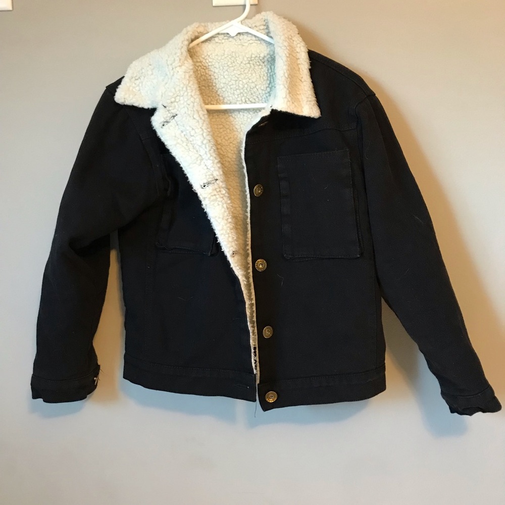 Urban outfitters teddy black jean jacket